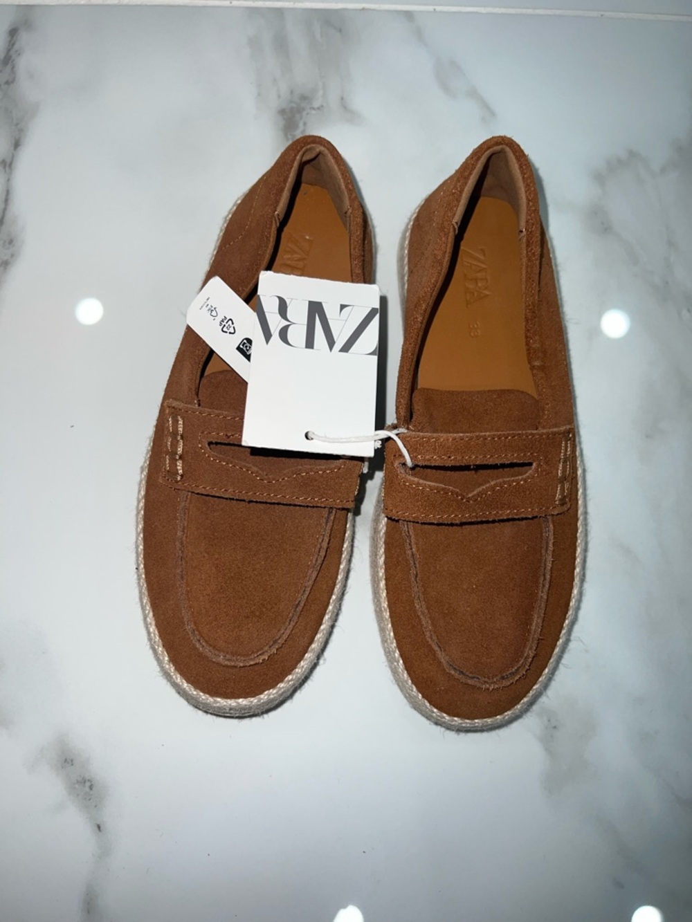 Zara boy’s Tan Suede Slip-On Loafers size 2